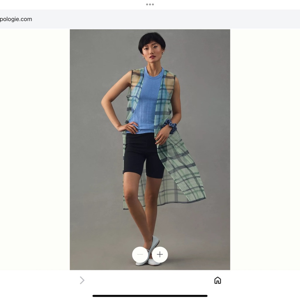 Anthropologie Plaid Sleeveless Vest in Green and Blue